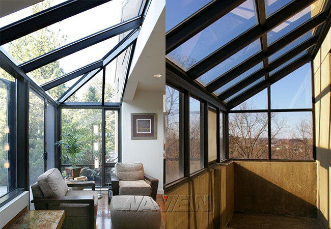 아름다운 구부려진 지붕 일광실 독립 구조로 서있는 온실 일광실 0